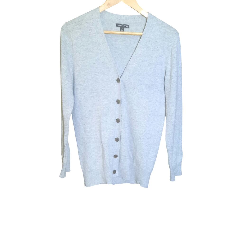 J. Crew Mercantile Womens Gray Wool Blend V-Neck Button Front Cardigan Size S